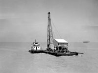 Harvey, LA. Barge Getting Ready to Drive a Few Pilings…1950s