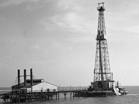 Shallow Water Derrick Drilling in Lake Barrie… 1930s