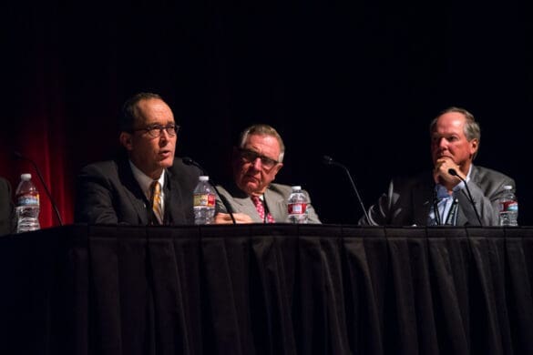 Matthew D. Cabell, President, Seneca Resources Corp; Jerry Moyes, Chairman, Founder & CEO, Swift Transportation and Ron Jibson, CEO, Questar Corporation, participate in a distribution and transportation panel