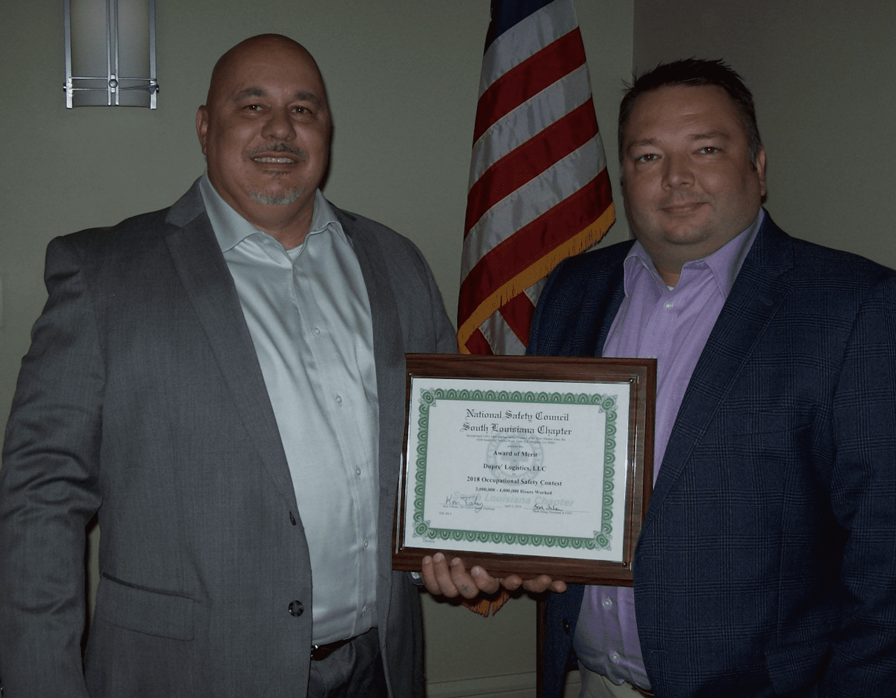 National Safety Council Presents Dupré Logistics with Occupational Safety Award