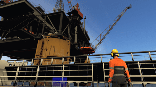 The view from a supply vessel during VR Rigger training