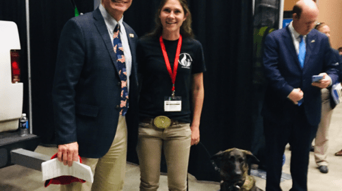 WY Governor Mark Gordon, Micheala Hager, K9 Pipe Inspections and leak detector dog Yara