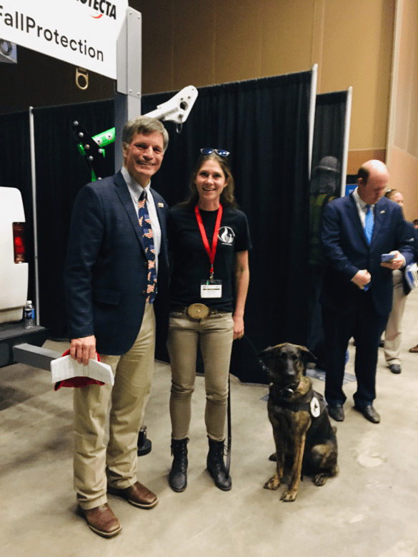 WY Governor Mark Gordon, Micheala Hager, K9 Pipe Inspections and leak detector dog Yara