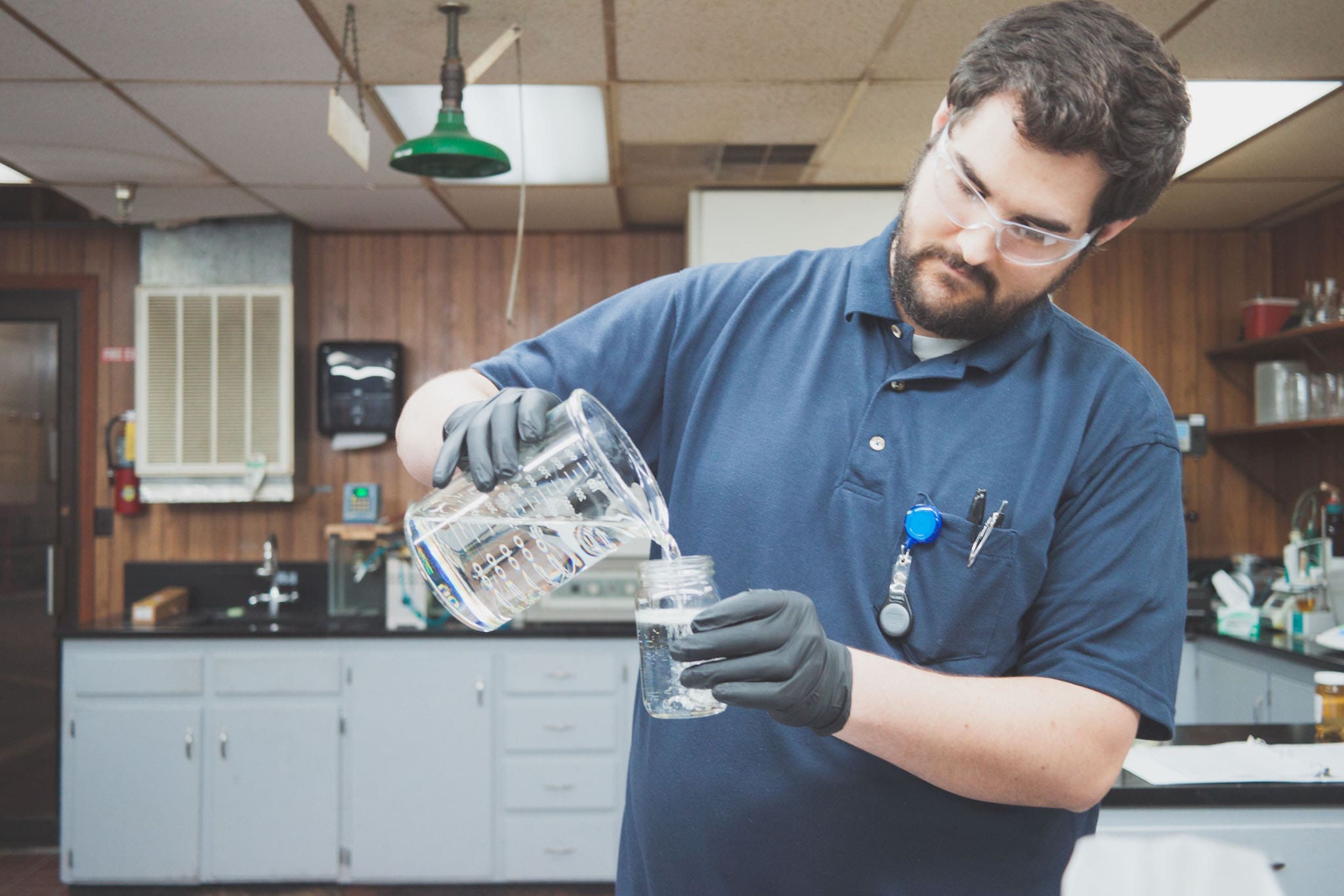 DOSS Kings - MFG Chemical lab scientist testing to ensure there is no contaminant in the Dioctyl Sodium Sulfosuccinate (DOSS).