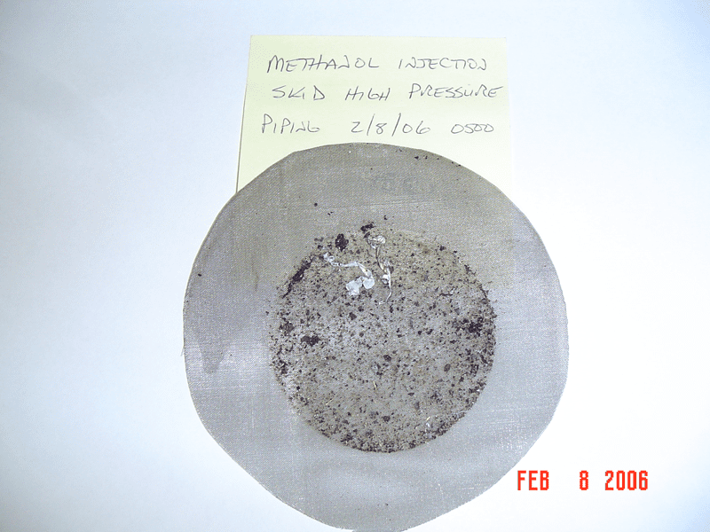 This is the results of a screen test showing contaminants found in the piping.