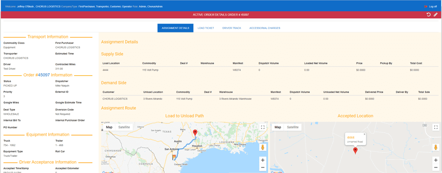 Figure 2: Axle Hub users can follow orders on a map from creation to completion.