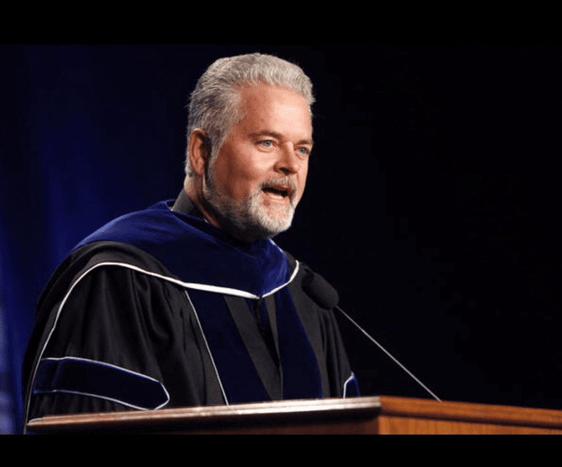 Chairman of the RUSO Regents, Mark Stansberry, delivers the 2015 commencement presentation at the University of Central Oklahoma.