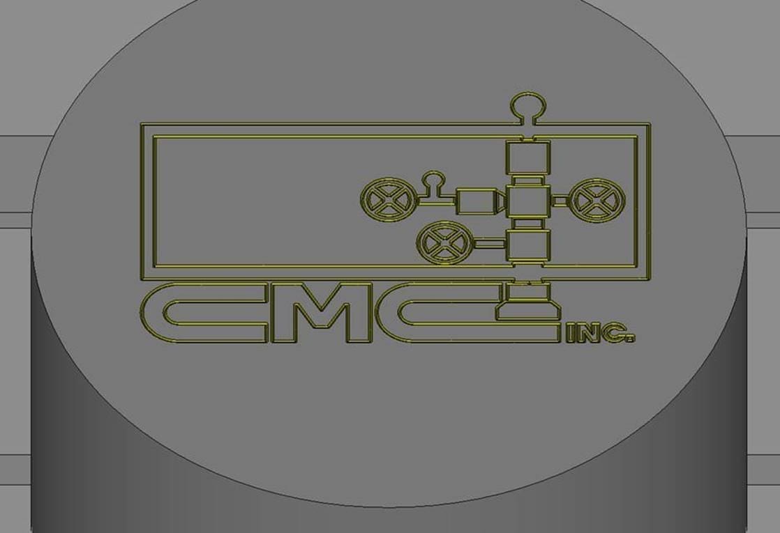 Cleveland Machine Company logo engraving in ESPRIT (above).