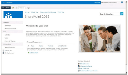 Figure 4: MS SharePoint Webpage