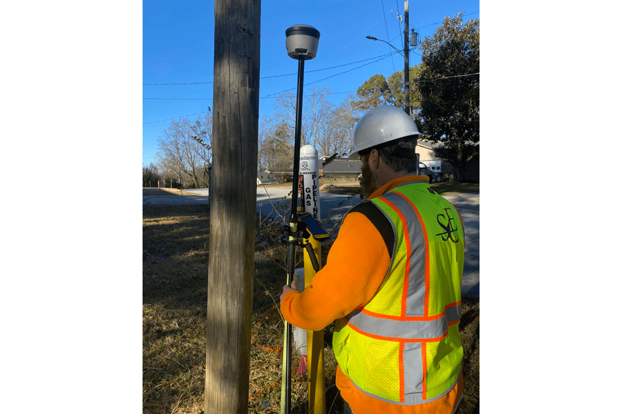 Using GNSS reduces labor costs since data is collected during pipeline construction and only requires only one day. Photo courtesy of Suburban Consulting Engineers.