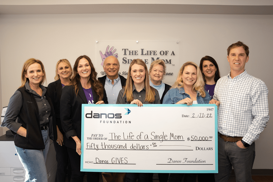 In February, the Danos Foundation presented a check to nonprofit The Life of a Single Mom. Each year, the Danos Foundation awards grants to nonprofit organizations that are working to solve community challenges in areas where company employees live and work.