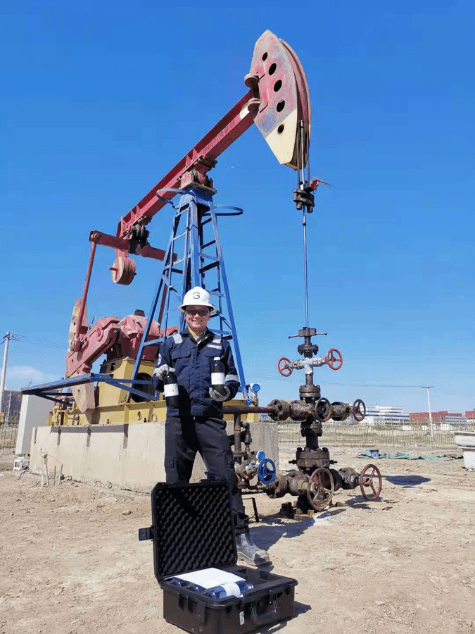 Sampling process in an oilfield in China.