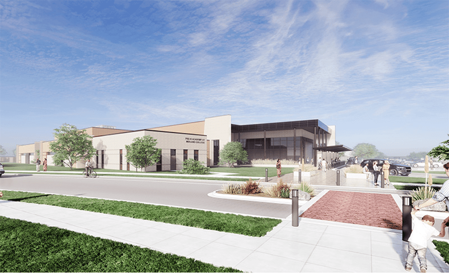 Rendering of Midland College’s Pre-K Academy and Center for Teaching Excellence.