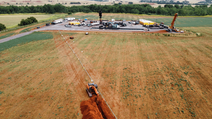 Building a natural gas pipeline while milling frac plugs on Lynx Sergeant Major 18-19-30-9-10 #1HXL.