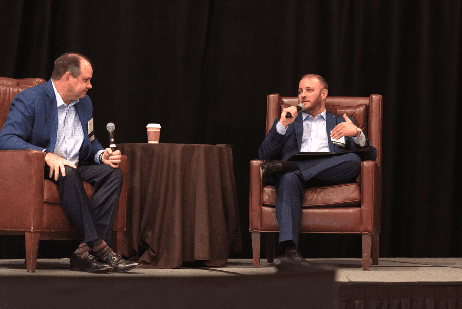 TIPRO President Ed Longanecker discusses industry priorities with Apache CEO John Christmann IV during a conference hosted by TIPRO in 2021. Photos courtesy of the Texas Independent Producers & Royalty Owners Association.