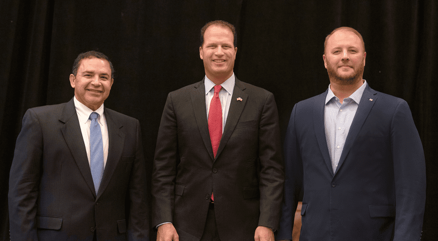 TIPRO President Ed Longanecker with Texas Congressmen Henry Cuellar (D-Laredo) and August Pfluger (R-Midland) at a TIPRO conference.