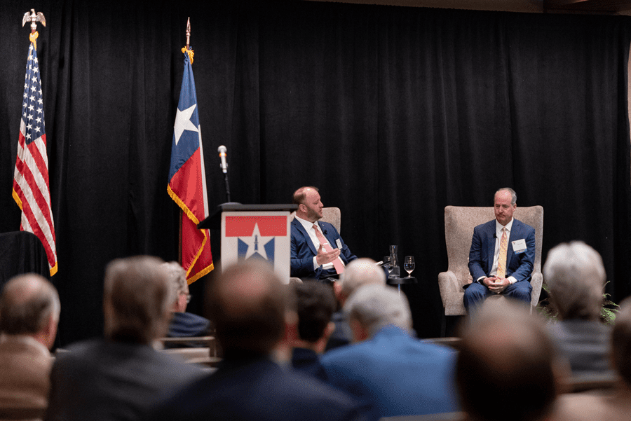 TIPRO President Ed Longanecker with Diamondback Energy CEO Travis Stice during a TIPRO meeting.