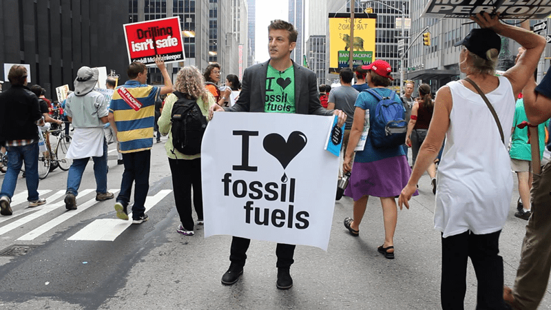 Alex Epstein attending a climate rally.
