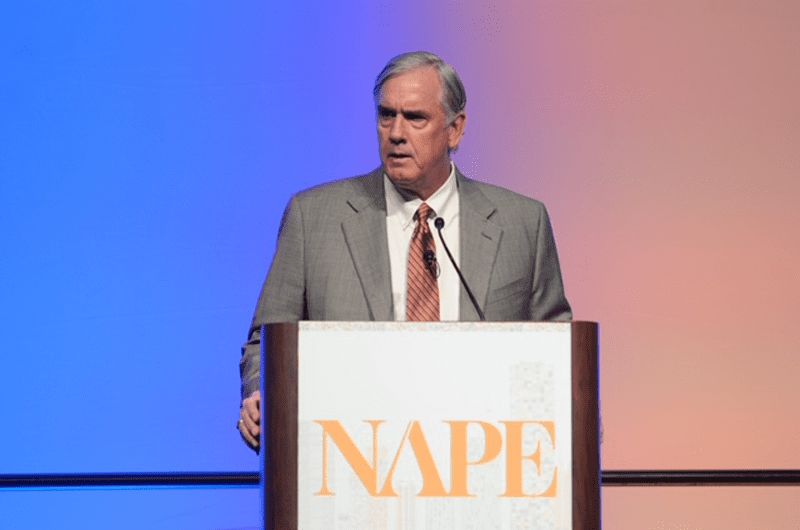 Mr. Stoneburner making a presentation at NAPE (North American Prospect Expo) in Houston, circa 2018.