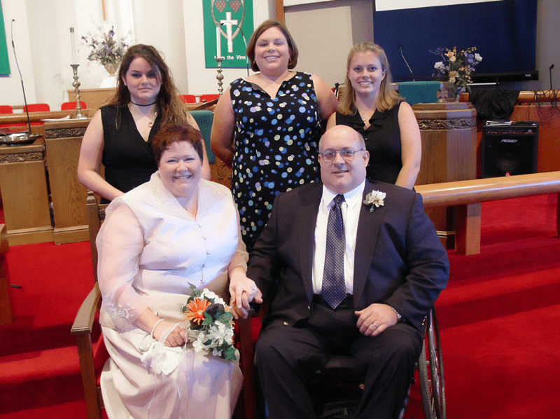 Rick Farmer’s 2005 wedding to Patsy Farmer. (Back row: Sarah Bess Brown, Lacey Farmer and Jill Farmer.)