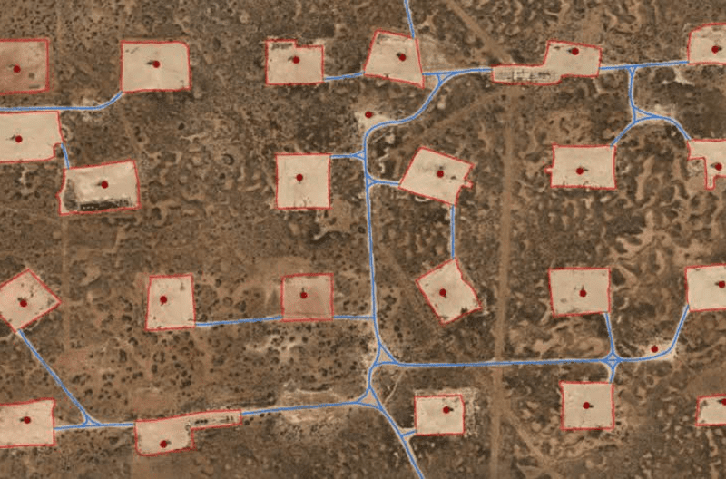Adding planimetric vector datasets to the imagery can pinpoint the presence and location of surface structures to help in site planning. Photos courtesy of Prius Intelli.