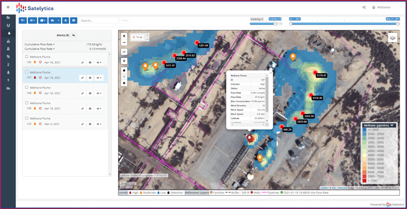 Utilizing AI-powered geospatial analytics, methane leaks can be detected — down to the leak source — and measured for their plume size and flow rate with accuracy.