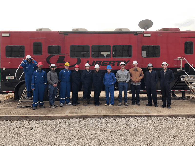 Miskimins visiting a hydraulic fracture location hosted by Liberty Energy with her graduate stimulation class. 2022.