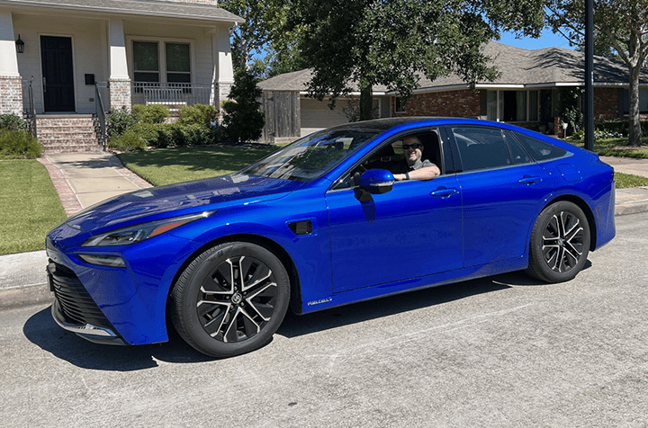 The author in a hydrogen-fueled Toyota Mirai in Houston.