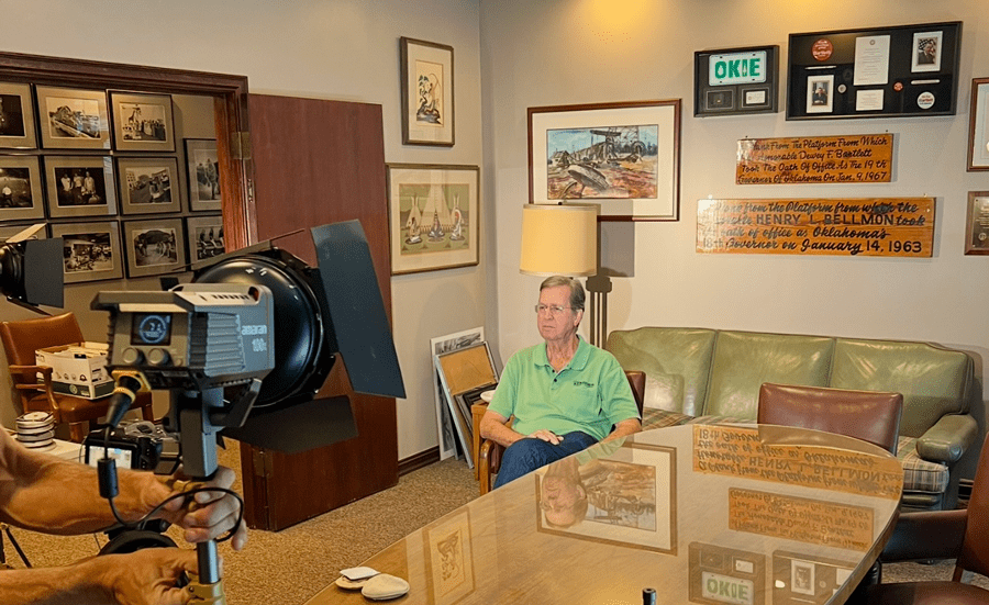 Dewey F. Bartlett, Jr. shown being interviewed for the mini-documentary Route 66: The Road of Royalty. Photo courtesy of The GDR Group.