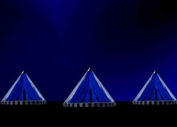 blue pyramids spins like 20 solar panels