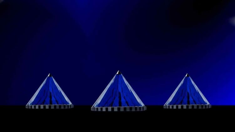 blue pyramids spins like 20 solar panels