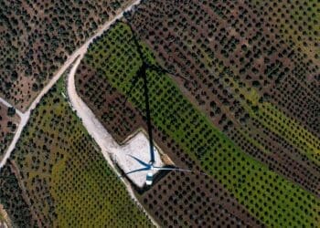 giant wind turbine shadow