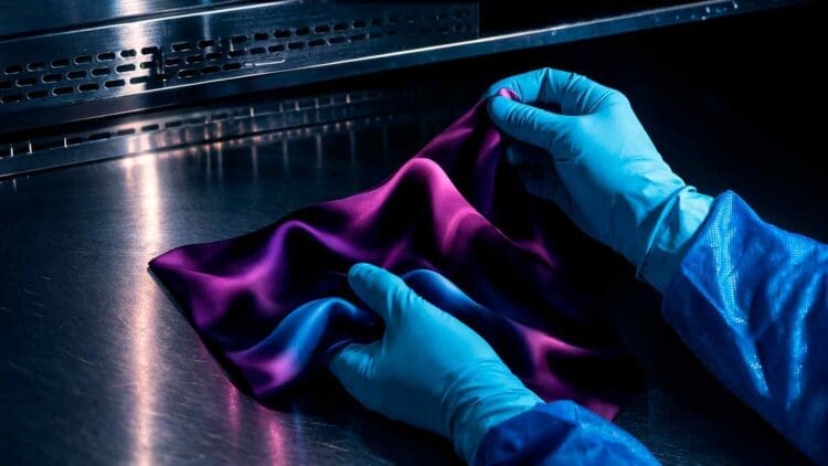 scientist holding material