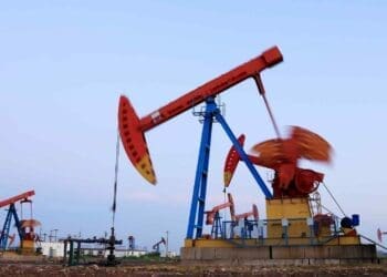 oil pumpjacks operating on land