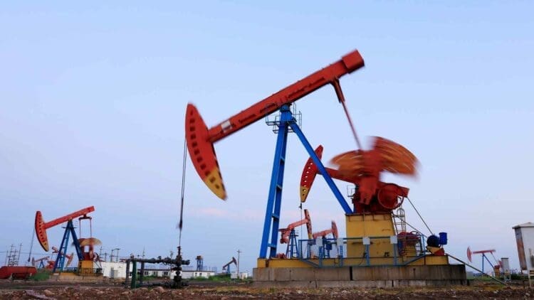oil pumpjacks operating on land