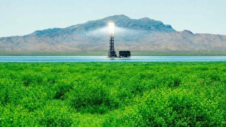 Engineers installed 7 million solar panels in the desert and they began sustaining themselves, turning the landscape into vibrant green 1 solar surrounded by green landscape