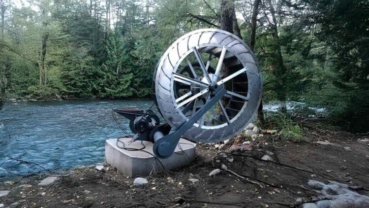 water wheel next to river