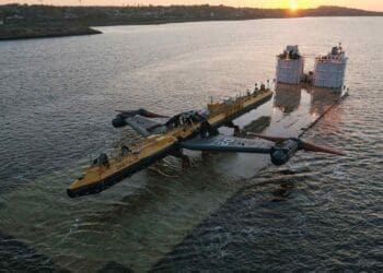ship with wings harnesses tidal energy