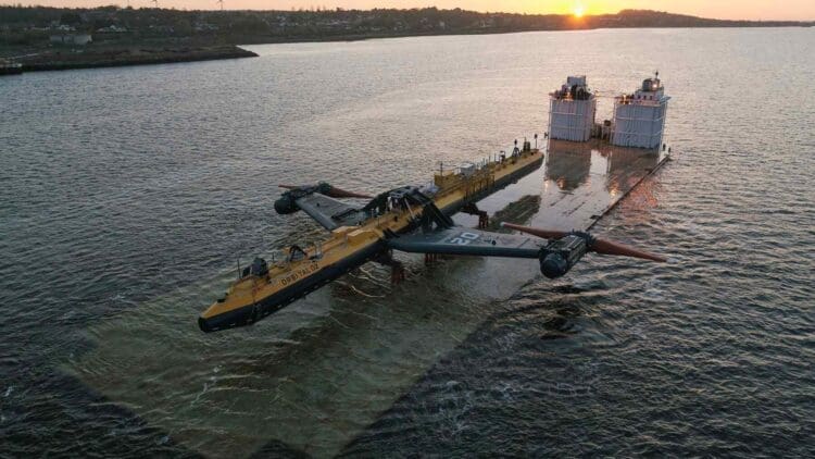 ship with wings harnesses tidal energy