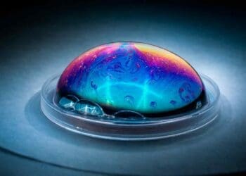 tiny bubble forming in water