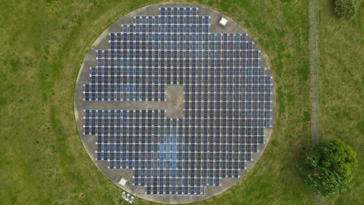 French engineers discovered that solar plants can create or even destroy life, and it all depends on their structure 1 circular solar panel park surrounded by greenery