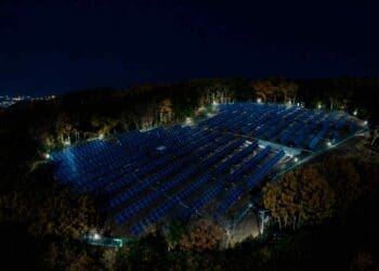 solar panels near a city