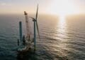 offshore wind turbine being installed