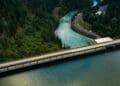 hydroelectic dam blocking river flow