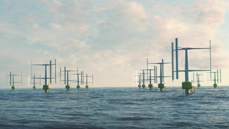 floating wind turbines at sea