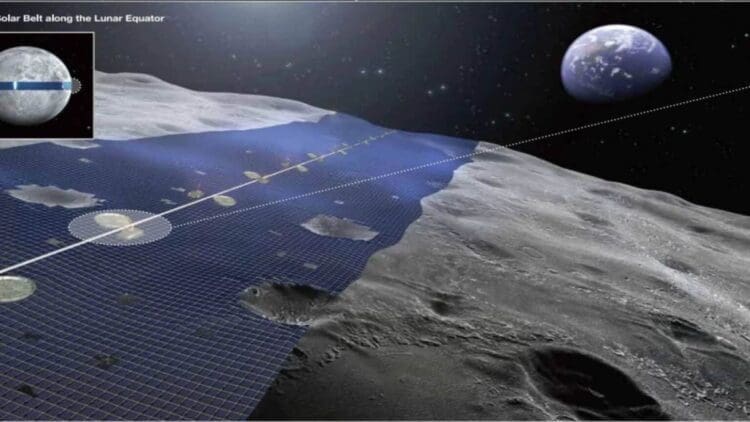 solar panels stretching across the moon