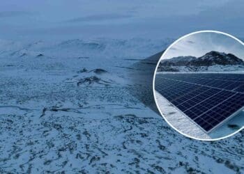 solar panels operating in Arctic snow