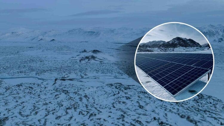 solar panels operating in Arctic snow