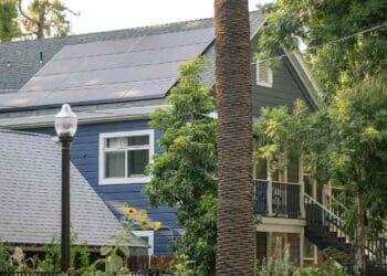 home with roof solar installation