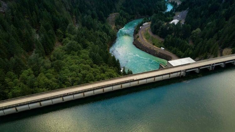 hydroelectric dam and its river